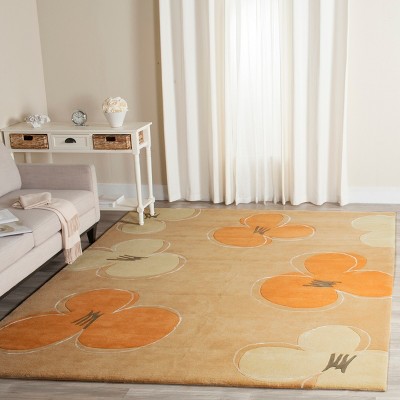 Handmade Tufted Gray and Orange Wool Area Rug
