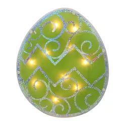 Northlight 12" Lighted Green Easter Egg Window Silhouette Decoration