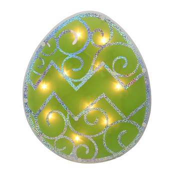 Northlight Lighted Easter Egg Window Silhouette - 12" - Green