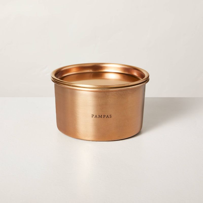 Lidded Metal Pampas 4-Wick Jar Candle Brass Finish 20oz - Hearth &#38; Hand&#8482; with Magnolia, 1 of 11