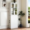INFURNIC Decorative Bookshelf 4 Tier 70.87" H Display Storage Cabinet with Glass Doors and Pull-Out Shelves, White, 23.62"*11.81"*70.87" - 3 of 4