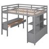 YOOCOZZ Full Size Space-Saving Loft Bed with Built-in Desk, Drawers and Shelves - Gray - 3 of 4