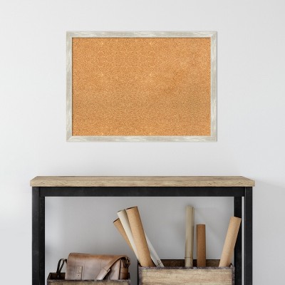Natural Cork Board with Crackled Metallic Silver Frame