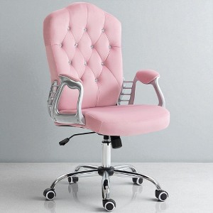 Mshliw Velvet Upholstered Home Office Chair with Button Tufted Back, Adjustable Height, Tilt Function, Low-Back Desk Chair - 1 of 4