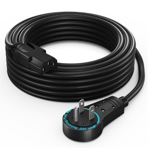 Maximm Power Cord Flat Plug 360° Rotating PC Cable 3 Prong for Desktop, Printer, Scanner, 16 AWG, IEC13 - 1 of 4