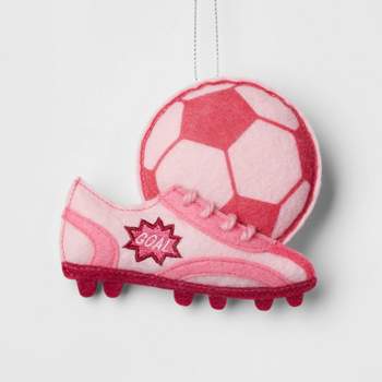 Fabric Soccer Ball and Cleat Christmas Tree Ornament Pink - Wondershop™