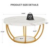 Modern Round Coffee Table, 31.7in2 Tier Coffee Table with Faux White Marble,Circle Center Table Tea Table Accent Furniture for Living Room - 2 of 4