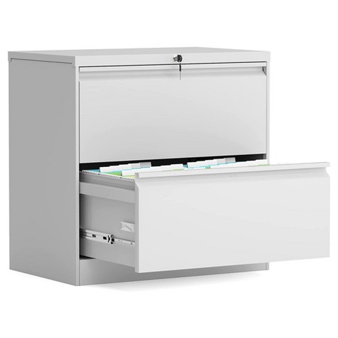 Aobabo  Inch Long Locking 2 Drawer Anti-tilt Metal Office Storage  Filing Cabinet With File Hanging Bar And 2 Keys, White : Target