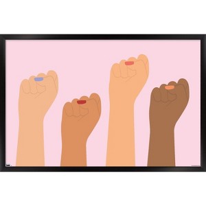 Trends International Women Raised Fist Framed Wall Poster Prints - 1 of 4