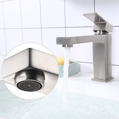 Brushed Nickel Single-Handle Square Bathroom Faucet