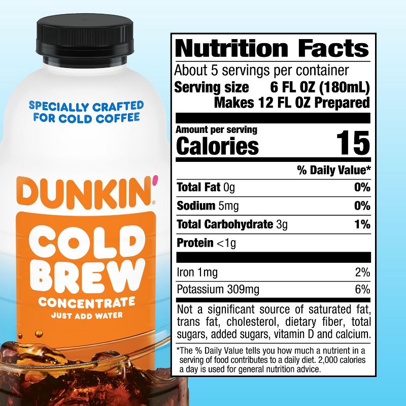 Dunkin Cold Concentrate Original Medium Roast Coffee - 31oz, 6 of 8