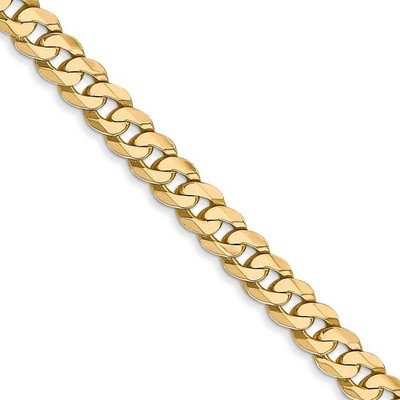 Black Bow Jewelry 4.6mm, 14k Yellow Gold Solid Beveled Curb Chain Bracelet