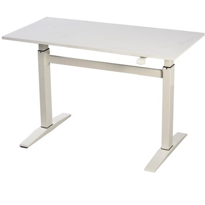Vynxaria 47" White Tech Standing Desk Adjustable Height Spacious Workspace Sturdy Steel Frame USB Charging Ports
