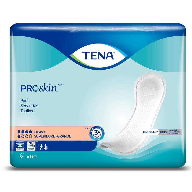 Tena ProSkin Heavy Absorbency Bladder Control Pad, 60 Count, 1 Pack, 1 of 6