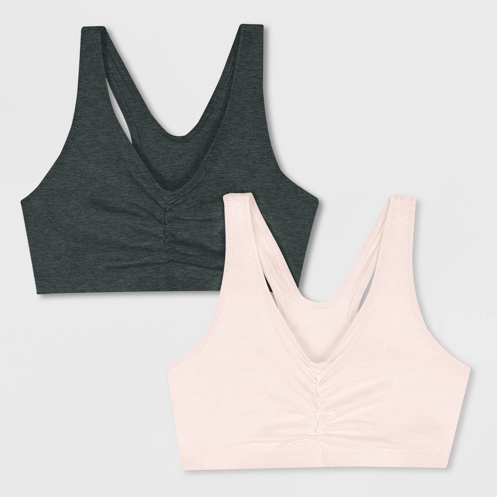 Hanes Women's 2pk Comfort Flex Fit Bra - Dark Gray/Light Pink L -  79432042