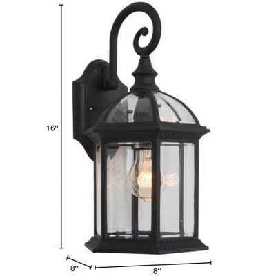 Black Beveled Glass Outdoor Wall Lantern with Curved Handle