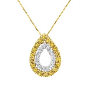Haus of Brilliance Yellow Gold Plated Silver Treated Yellow Diamond Pear Shape Pendant Necklace - 1 of 4