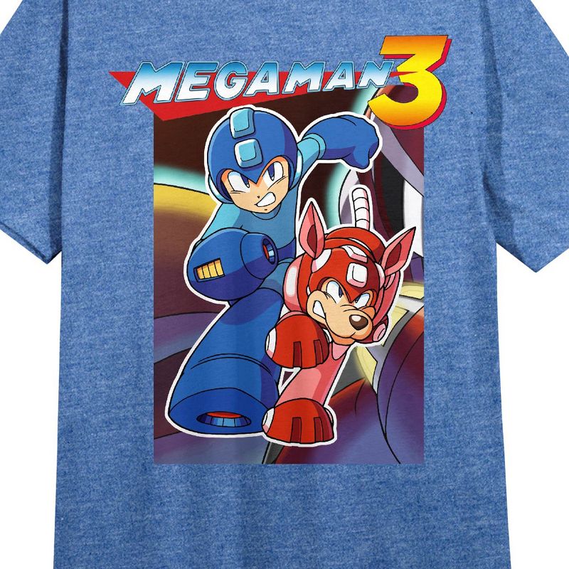 Mega Man 3 Mega Man & Rush Crew Neck Short Sleeve Blue Heather Women's Night Shirt, 2 of 3