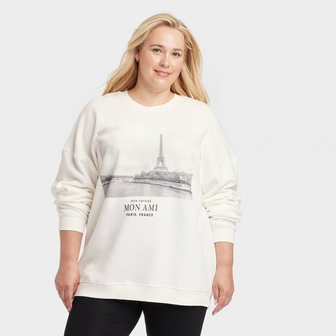 Women s Paris Mon Ami Graphic Sweatshirt White 3x Target