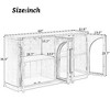 PAGED Retro Arched Glass Door Buffet Cabinet, 4-Door Sideboard Cabinet with Adjustable Shelves, Storage Cabinet for Kitchen, Dining Room, Living Room - 3 of 4