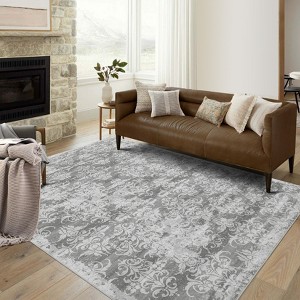 Washable Non-Slip Vintage Hallway Runner: Kitchen Rug with Rubber Backing, Ultra-Thin Carpet for Bedroom, Bathroom - 1 of 4