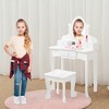 Kids Vanity Set, Princess Makeup Dressing Table and Stool Playset with Mirror & Drawers, Wooden Pretend Play Set - 3 of 4