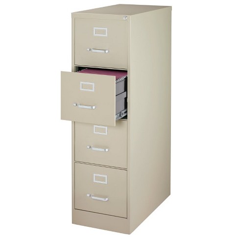 Steel 25 Deep 4 Drawer Letter File Cabinet In Putty Brown