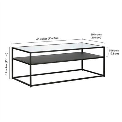 Ada 46'' Rectangular Blackened Bronze Metal & Glass Coffee Table