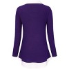 Coolmee Women's Tunics Tops Long Sleeve Contrast Collared Shirts Patchwork Work Blouse - 2 of 4