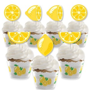 Big Dot of Happiness So Fresh - Lemon - Cupcake Decoration - Citrus Lemonade Party Cupcake Wrappers and Treat Picks Kit - Set of 24 - 1 of 4