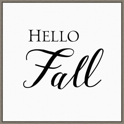 22" x 22" Hello Fall Script Portfolio Framed Wall Canvas - Amanti Art