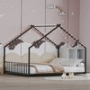 Lyngins Twin Size Bed Frame, Kids' House Bed Frame with Roof & Colorful Lights, Metal  Floor Bed Frame with Slats and Legs, Toddler Bed with Backrest - 3 of 4