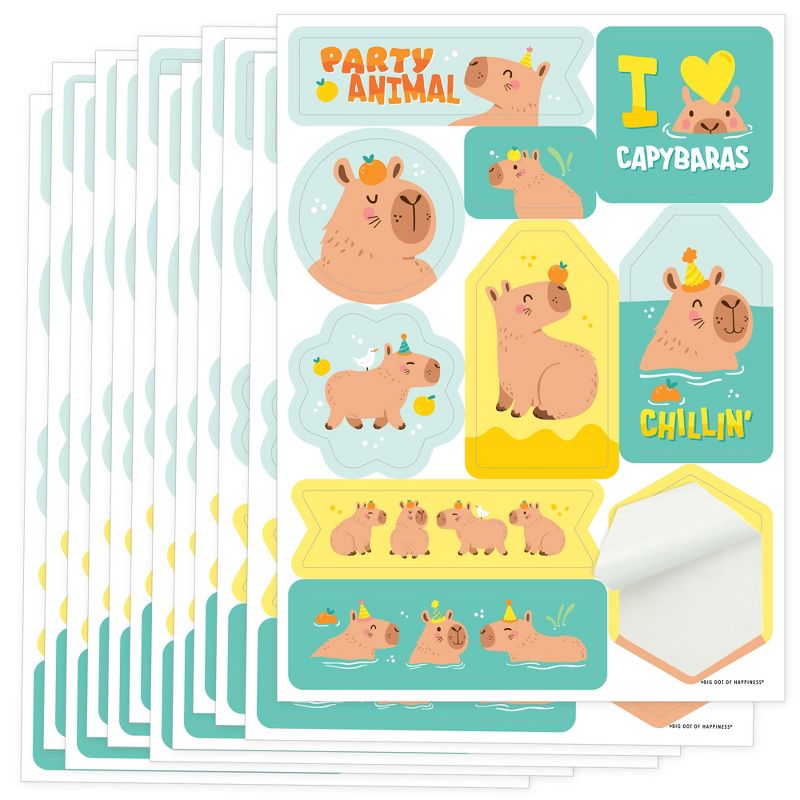 Big Dot of Happiness Capy Birthday - Capybara Party Favor Sticker Set - 12 Sheets - 120 Stickers, 1 of 7