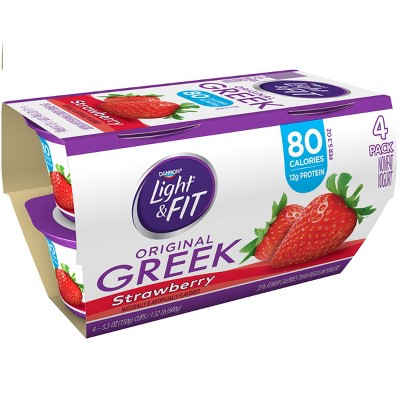 Dannon Light And Fit Strawberry Flavored Greek Yogurt - 4ct/5.3oz : Target