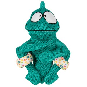 goDog Double Chew Guard Technology Chameleon Squeaker Plush Dog Toy, Teal, Medium - 1 of 4