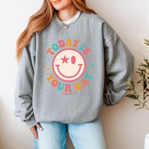 Simply Sage Market S.W.Smiley Today is Your Day Bold Smile Sweatshirt - 1 of 4