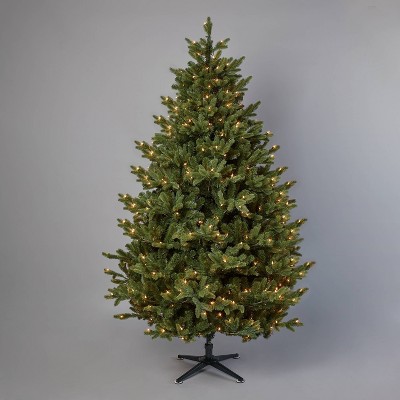 7' Pre-Lit Teardrop Profile Full Balsam Fir Artificial Christmas Tree Clear Lights with AutoConnect - Wondershop™