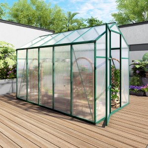 Gulches 6x10 FT Raised Base Polycarbonate Greenhouse Heavy Duty Aluminum Walk in Windproof All Season with Anchor Drainage Outdoor Backyard Green - 1 of 4