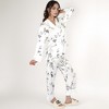Anna-Kaci Lounge Women's Satin Floral Pajama Set with Long Sleeve Notched Collar Button-Up Top and Relaxed Fit Full-Length Pants - 3 of 4