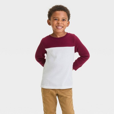 Image of Toddler Boys' Long Sleeve Thermal Shirt - Cat & Jack™ Burgundy 12M