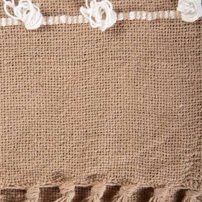 Stone Woven Cotton 50"x60" Throw with Chic Fringe Detail