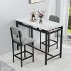 KTMBDW Dining Table Set, 3 Piece Dining Table Set with 2 Upholstered Chairs, Bar Dining Table and Chairs Set for Kitchen, Living Room - 3 of 4