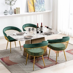 DYHOME Modern Mid Century Dining Chair, Upholstered Velvet Dining Room Chairs with Metal Legs for Makeup/Living Room (Set of 4) - 1 of 4