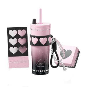 Itopfox 24 oz Insulated Stainless Steel Tumbler with Lid and Straw, Leak Proof Travel Mug, Reusable Thermal Coffee Cup, Gift For Women, Pink - 1 of 4