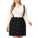 Agnes Orinda Women's Plus Size Corduroy Suspender Elastic Back A-Line Mini Skirt