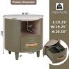 Lyngins Modern End Table with Drawer & Open Shelf, Round Nightstand with Leather Handles, Tapered Legs, Sofa Side Table for Living Room - 2 of 4
