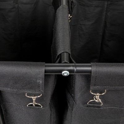 Black Metal 3-Bag Rolling Laundry Sorter with Wheels