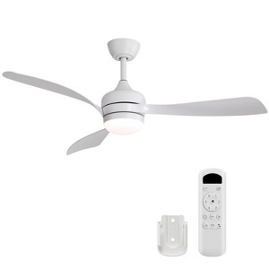 Wanze of Ocean 52 in. Modern Indoor White 6-Speed White Blades 3-Size Downrod Mount Ceiling Fan with 3-Color Dimmable LED Light - 1 of 4