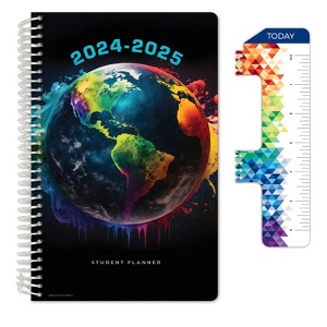 Global Datebooks Secondary Student Planner AY 2024-2025 - Block Style - 5.5"x8.5" (Painted Globe) - 1 of 4