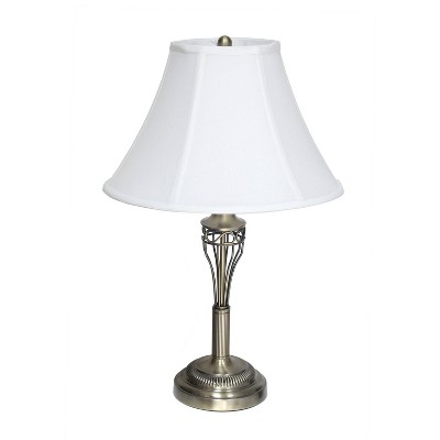 Antique Brass 3-Piece Lamp Set with White Bell Shades